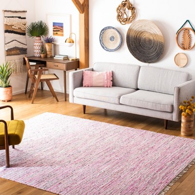 Hand-Woven Whimsical Light Blue Cotton Area Rug 8' x 10'