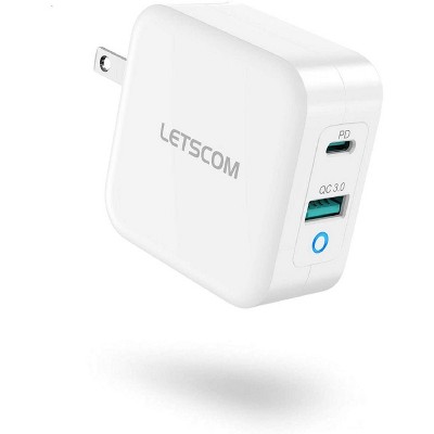 LETSCOM USB C Charger GaN Tech 65W Type C Fast Charger and USB Power Adapter - P46-1C1Q - White