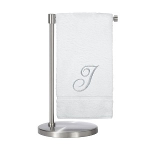 BC BARE COTTON Monogrammed Bath Towel, Personalized Gift, 27 x 54 inches - Set of 1 - White - Silver Script - 1 of 4
