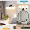 POWLIG 22.44-in 3-Light Black Dimmable Bathroom Vanity Light with 5.9in Milk Opal Glass Globe Shade - 2 of 4