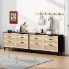 TIRAMISUBEST 51" Rattan Black Dresser for Bedroom, 6 Drawer Dresser, Clothes Storage Cabinet, Metal Handle&Wood Legs for Hallway, Living Room, Bedroom - 4 of 4