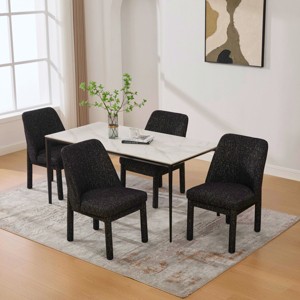 Set of 4 Modern Upholstered Dining Chairs with Curved Backrest, Wood Armless Side Chairs for Dining Room or Kitchen-Panipeachy - 1 of 4