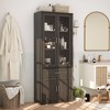 Famapy Tall Bathroom Storage Cabinet,Freestanding  Storage Unit with Glass Doors,Anti-Tip Design,for Small Spaces, Dark - 3 of 4