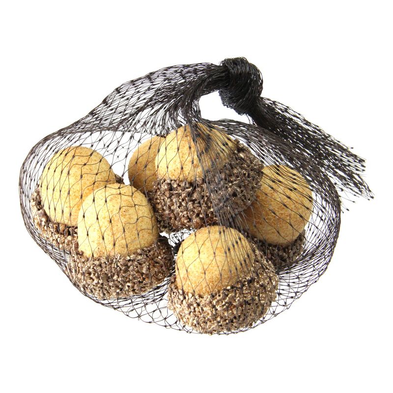 Northlight Set of 6 Gilded White Christmas Gold Topped Acorn Decorations 1.5", 2 of 4