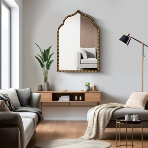 Spassway Arched Metal Accent Wall Mirror Gold Wall Decor for Living Room Bedroom Entryway - 1 of 4