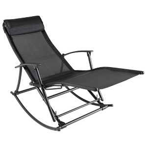 vidaXL Patio Rocking Chair Steel and Textilene Black - 1 of 4