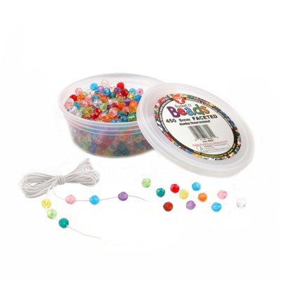 Hygloss Bucket O? Beads, Faceted, Translucent Assorted, 8 mm, Pack of 450 (Pack of 6)