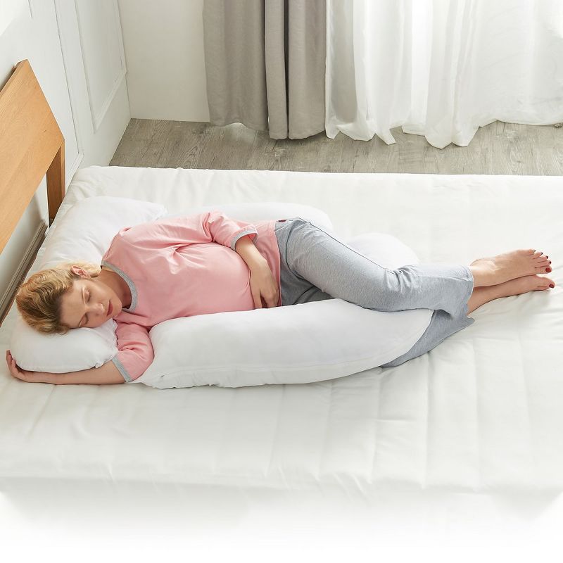 Cheer Collection U-Shaped Pregnancy Body Pillow - Customizable Full Body Support (White), 5 of 12