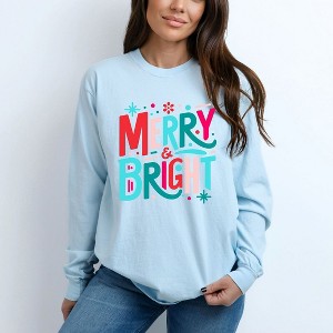 Simply Sage Market Women's Merry and Bright Abstract Long Sleeve Garment Dyed Tee - 1 of 4