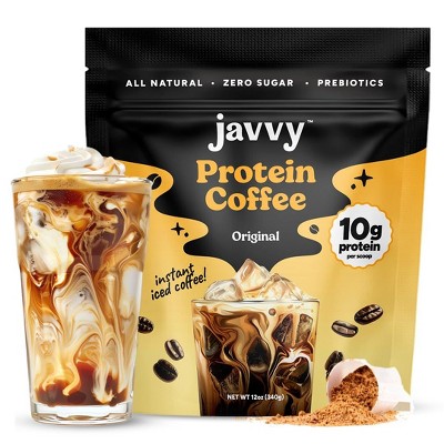 Javvy Protein Coffee - Premium Whey Protein & Instant Iced Coffee - 100% Arabica Coffee - Zero Artificial Flavors & Sweeteners, 20 Servings