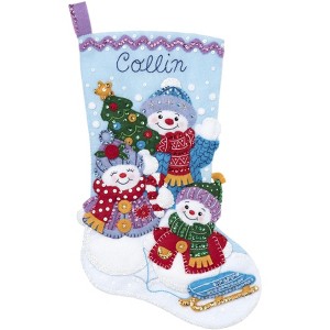 Bucilla Felt Stocking Applique Kit 18" Long-Snow Family Portrait - 1 of 1