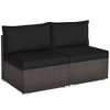 Costway 2PCS Patio Rattan Armless Sofa Sectional Furniture Conversation W/ Cushion - 4 of 4