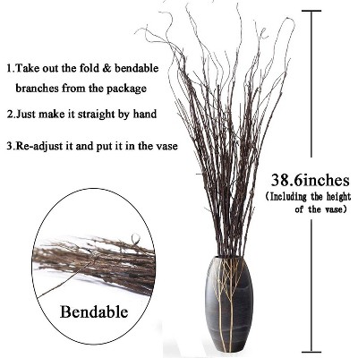 Attop 10PCS Lifelike Curly Willow Branches Decorative Dried Artificial Twigs, 30.7 Inches Fake Bendable Sticks Vintage Vines/Stems