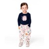 Deux par Deux Girl Organic Cotton T-Shirt Dark Blue with Cat - 2 of 4