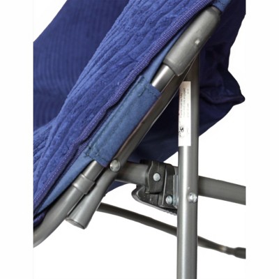 Navy Blue Corduroy Folding Dish Chair with Metal Frame