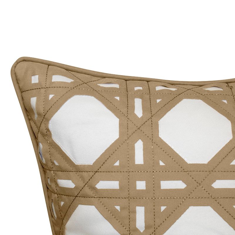 Embroidered Geometric Rattan Indoor/Outdoor Throw Pillow - Edie@Home, 4 of 7
