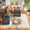 TYBOATLE Black Accent Chair, Modern Faux Leather Reading Chair with Tufted Seat for Living Room Bedroom Reading Waiting Room - 3 of 4