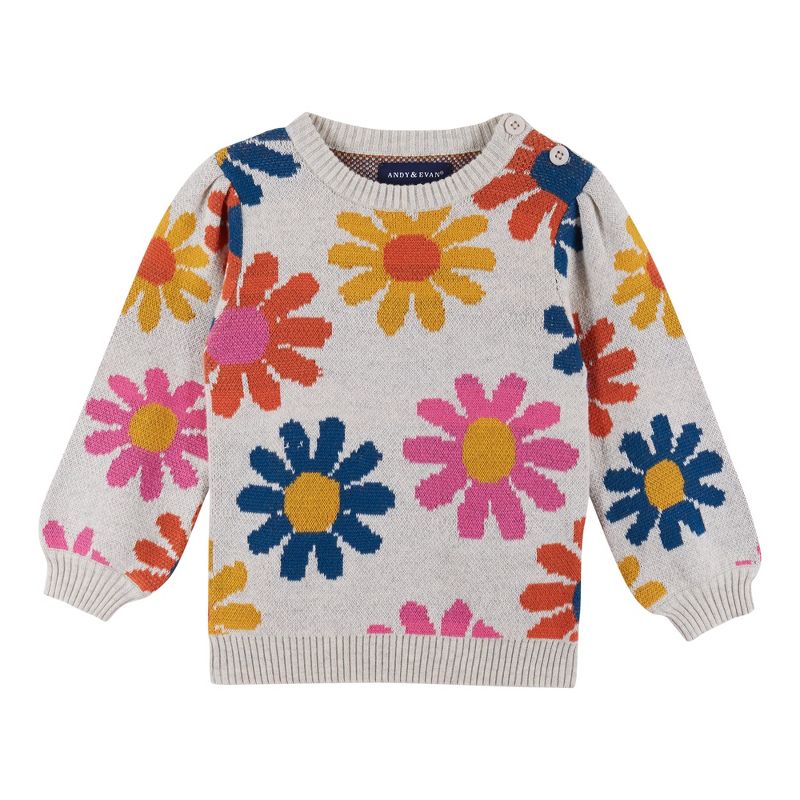 Andy & Evan  Infant  Girls Flower Sweater Set, 3 of 5