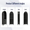 GlasFlength Decorative Storage Cabinets Modern Elegant Design High-Arched With Two Doors Three Shelves For Living Room, Black, 30.7"*15.4"*63.2" - 2 of 4