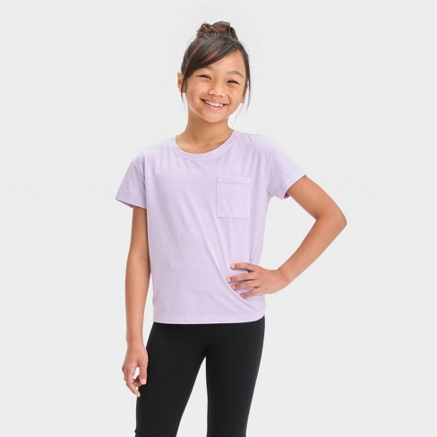 Girls' Short Sleeve Relaxed Fit Pocket T-shirt - Cat & Jack™ Light