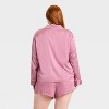 Women's Luxury Collection Satin Notch Collar Long Sleeve Shirt and Shorts Pajama Set - Auden™ - 2 of 3