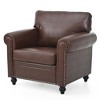 VYNXARIA The Luxurious 1-Seat Sofa Chair that Combines Elegance and Comfort, Adorned with Silver Nailhead Trim£¬Brown - 3 of 4