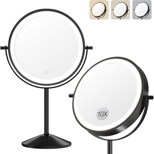 GustoWave 8" Double Sided Vanity Mirror, Makeup Mirror with Lights, Height Adjustable Lighted Makeup Mirror with 10x Magnification - 1 of 4