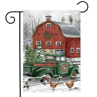 Christmas Farm Scene Polyester Garden Flag 18" x 12.5"