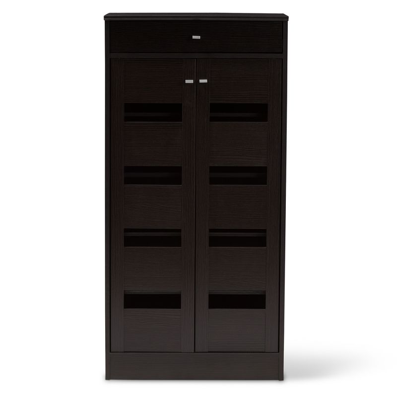 Acadia Modern and Contemporary Finished Shoe Cabinet Dark Brown - Baxton Studio, 4 of 14