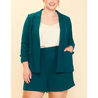 Women's Curvy Welt Pocket Blazer - SKIES ARE BLUE