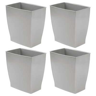 Small Rectangular Bathroom Trash Cans - Set of 4 - Gray - Made in USA