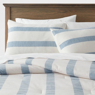 3pc Full/Queen Traditional Stripe Comforter & Sham Set Blue - Threshold™