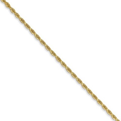 Black Bow Jewelry 1.3mm 14k Yellow Gold Solid Diamond Cut Rope Chain Necklace
