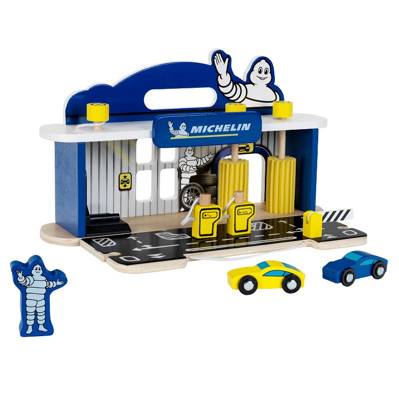 Theo Klein Michelin Car Service Station Kids Wooden Toy Playset with 2 Cars, 2 Fuel Pumps, and Car Wash Station for Ages 3 and Up, 1 of 7