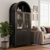 Bella Depot Farmhouse 71" Tall Fluted Arched Pantry Cabinet with Adjustable Shelves, Hidden Drawer & Glass Door for Kitchen, Living Room, Dining Room - 3 of 4
