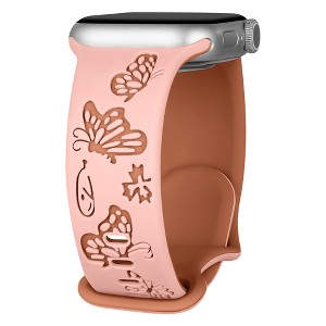 HTUTWOO Butterfly Engraved Apple Watch Band, Two-Tone Silicone Strap 38/40/41/42/44/45mm for iWatch Series 10 9 8 7 6 5 4 3 2 1 SE Ultra - 1 of 4