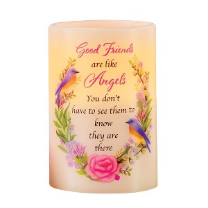Collections Etc Friends Are Like Angels LED Flameless Candle 4 X 4 X 6 White - 1 of 2