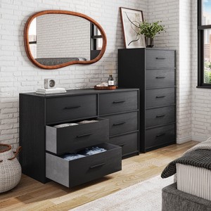CAVINAS 5/6-Drawer Dresser,Modern Chest of Drawers with Metal Handles,Black Matte Finish Dressers for Living Room,Entryway,Floorstanding - 1 of 4