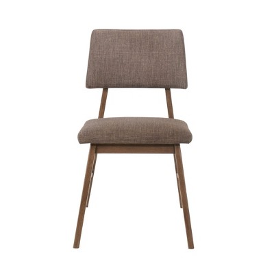 Pebble Brown Upholstered Mid-Century Modern Dining Chair Set