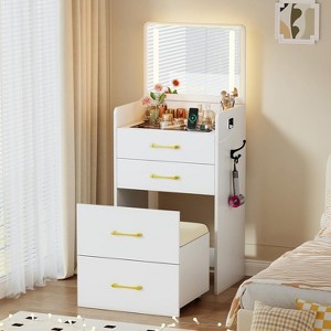 Vlsrka 3-in-1 Vanity Desk with Flip Top Mirror and Lights. - 1 of 3