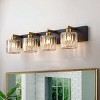 Dewdrop 4-Light Black and Gold Vanity Light, Modern Crystal Wall Sconce for Bathroom Mirror Lighting - 2 of 4