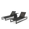 Christopher Knight Home Cherry Outdoor Adjustable Aluminum Chaise Lounge Set with C-Shaped Table - 2 of 4
