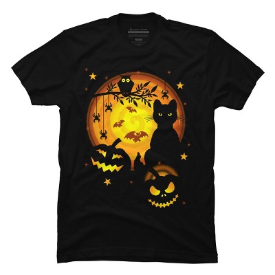Men's Design By Humans Halloween Kitty By artizan16 T-Shirt