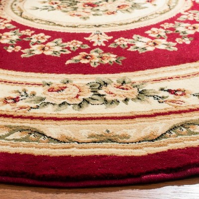Elegant Ivory Synthetic 8' Round Hand-Knotted Area Rug