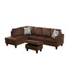 AndMakers 97 in. W Square Arm 3-piece L Shaped Microfiber Modern Sectional Sofa in Brown with Storage - 4 of 4