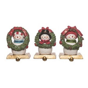 Transpac Resin Snowman Stocking Holder Set of 3 Christmas Home Decorations - 1 of 1