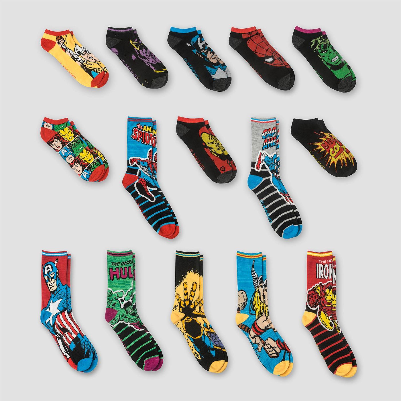 Marvel Comics 15 Days of Socks Advent Gift Box Men's Socks 