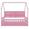 Wooden Platform House Bed with Trundle and Shelf-ModernLuxe - 4 of 4