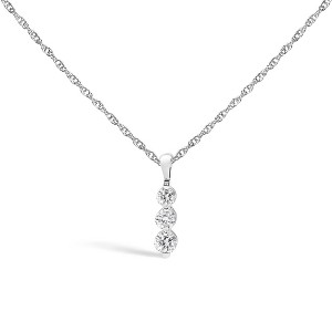 Haus of Brilliance Silver 1/7 Cttw Lab Grown Diamond Three Stone Diamond Pendant Necklace - 1 of 4