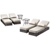 Patio Chaise Lounge Chair Set of 4, Wicker Chaise Lounge Outdoor Rattan Reclining Chair with Adjustable 5-Position,5-inch Cushion & Lumber Pillow - 2 of 4